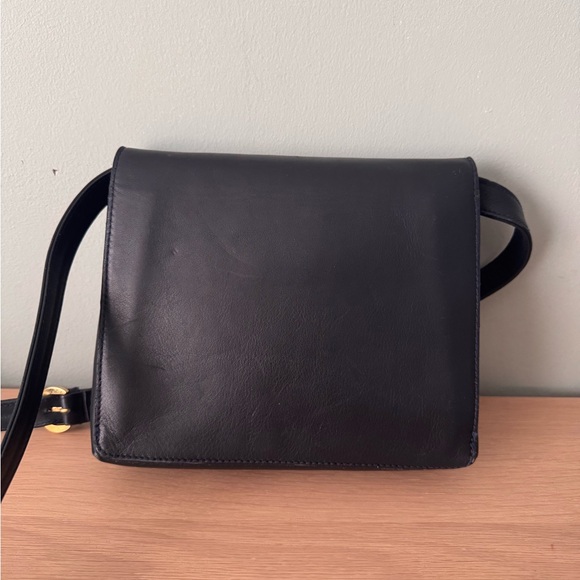 Vintage 80s 90s Paloma Picasso Italian Genuine Black Leather Crossbody Bag - Picture 2 of 12